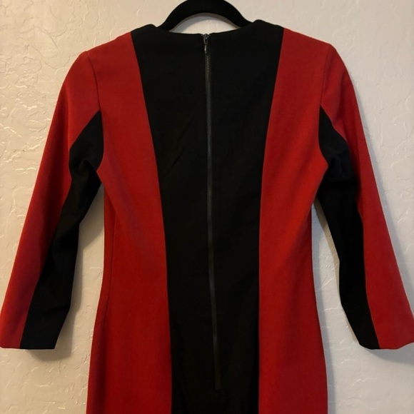 French Connection Formula Red Fast Arte Wool Block Panel Dress 4 Business Office - Picture 6 of 8